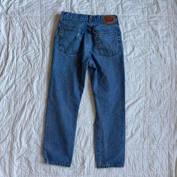 501 levis distressed cropped jeans light wash sz 25 straight leg - Picture 3 of 8